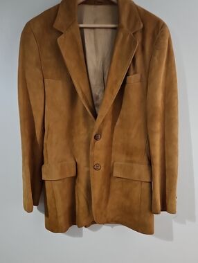 Vintage  1970's Men's Clipper Mist Suede Blazer - Classic Two-Button Sport Coat
